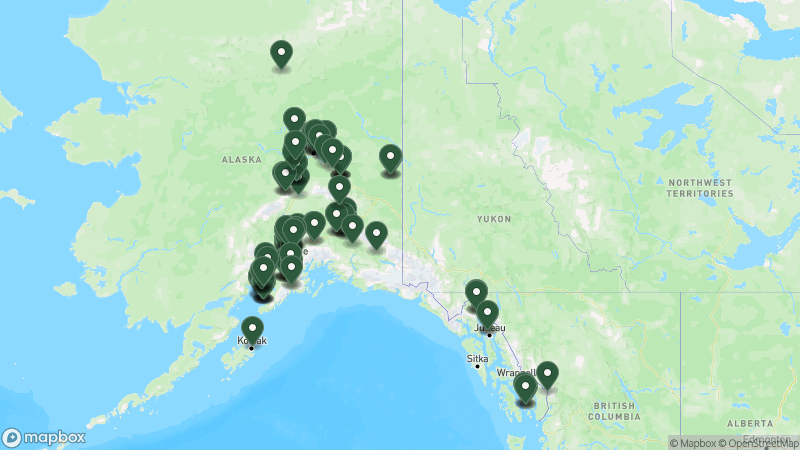 Map of Good Sam campgrounds in Alaska