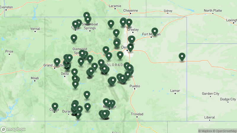 Map of Good Sam campgrounds in Colorado
