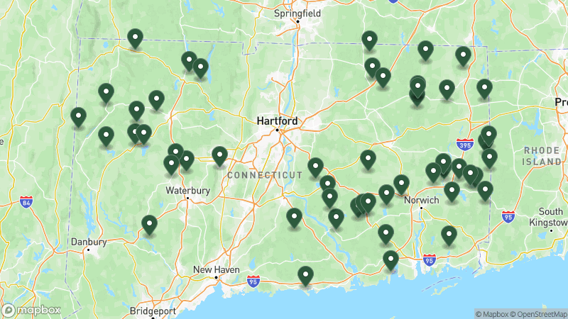 Map of Good Sam campgrounds in Connecticut