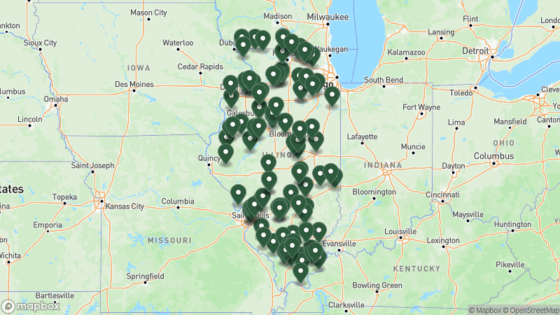Map of Good Sam campgrounds in Illinois