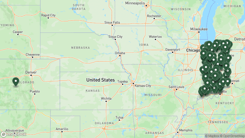 Map of Good Sam campgrounds in Indiana