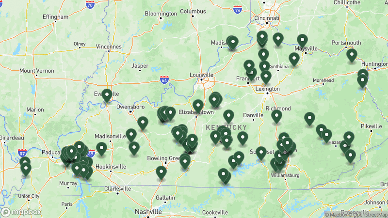 Map of Good Sam campgrounds in Kentucky