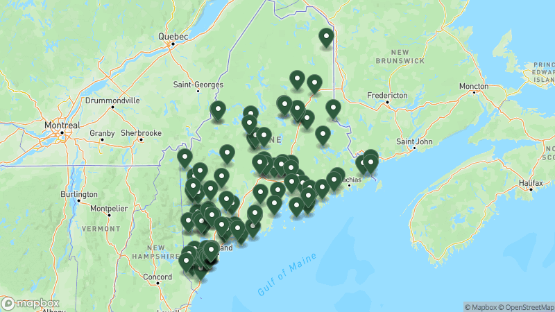 Map of Good Sam campgrounds in Maine