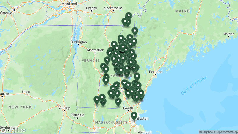 Map of Good Sam campgrounds in New Hampshire