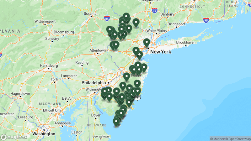 Map of Good Sam campgrounds in New Jersey
