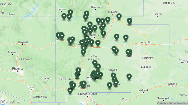 Map of Good Sam campgrounds in New Mexico