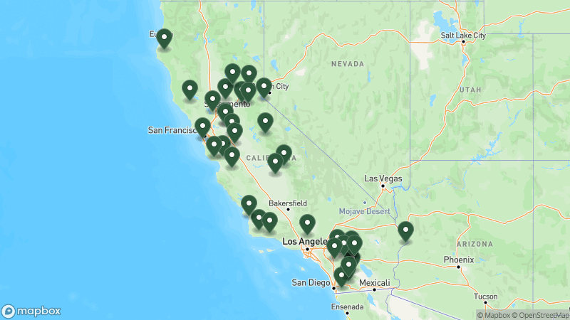 Map of RPI campgrounds in California