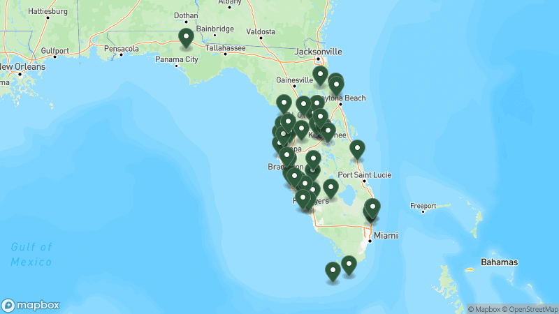 Map of RPI campgrounds in Florida
