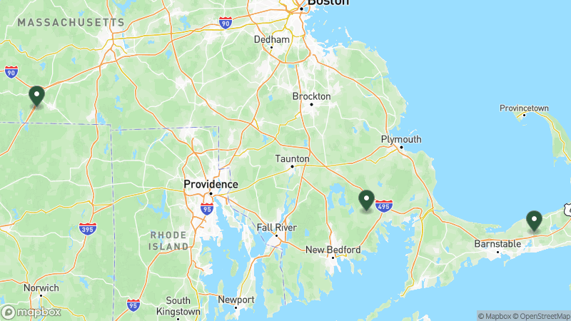Map of RPI campgrounds in Massachusetts