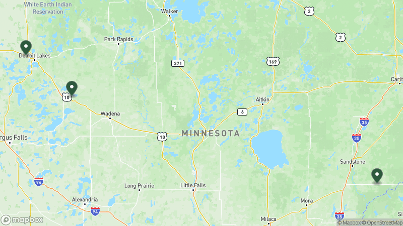 Map of RPI campgrounds in Minnesota