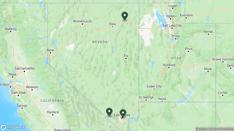 Map of RPI campgrounds in Nevada