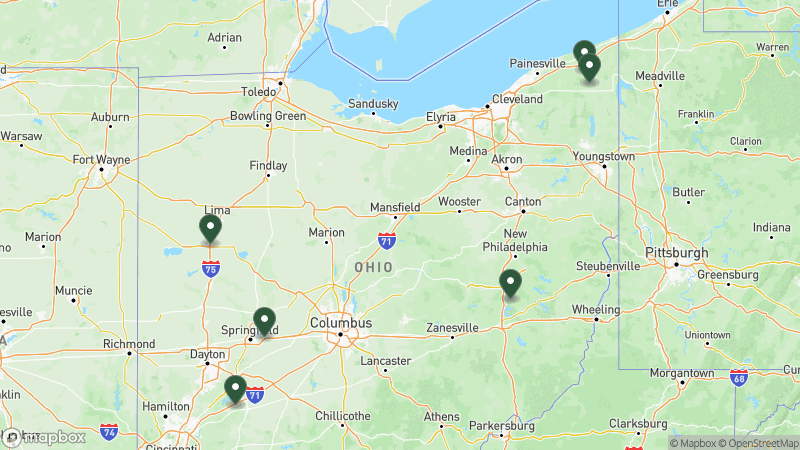 Map of RPI campgrounds in Ohio