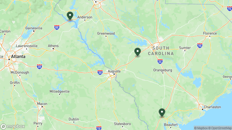 Map of RPI campgrounds in South Carolina