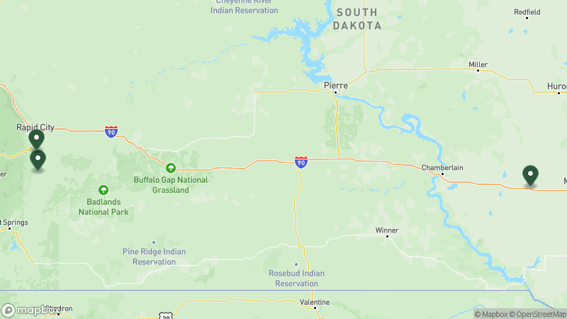 Map of RPI campgrounds in South Dakota