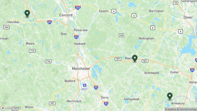 Map of Thousand Trails campgrounds in New Hampshire
